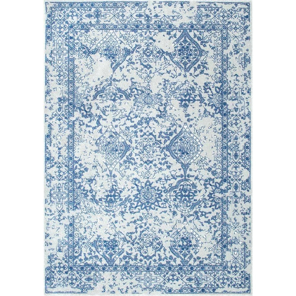 Nuloom Odell Oriental/Persian 6 Square Indoor Area Rug for Living Room Bedroom Dining Room Kitchen, Blue/Ivory