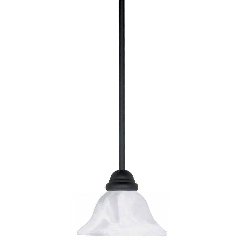 Textured Black Mini Pendant with Alabaster Glass Shade