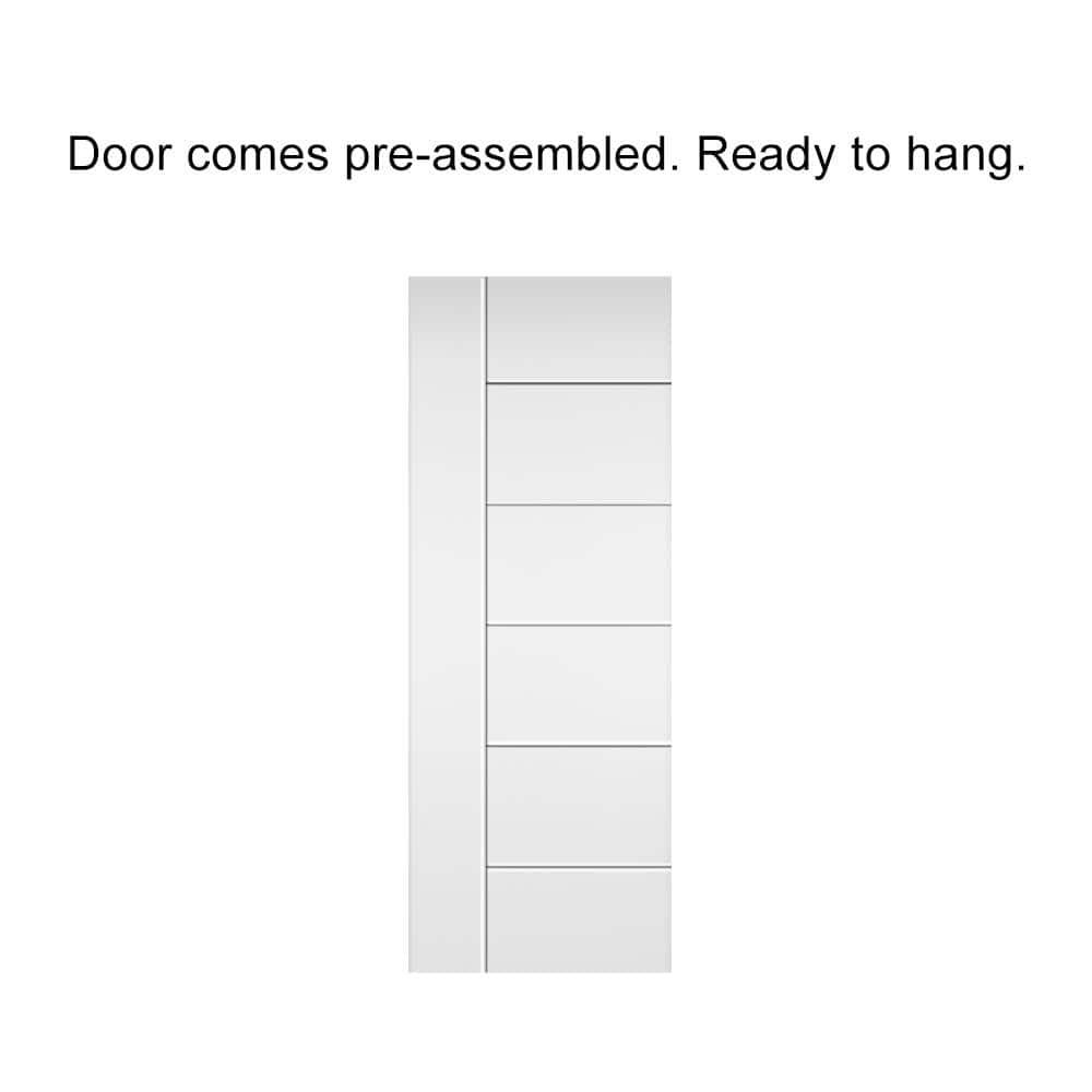 Calhome Hollow Paneled Painted with Installation Hardware Kit Barn Door