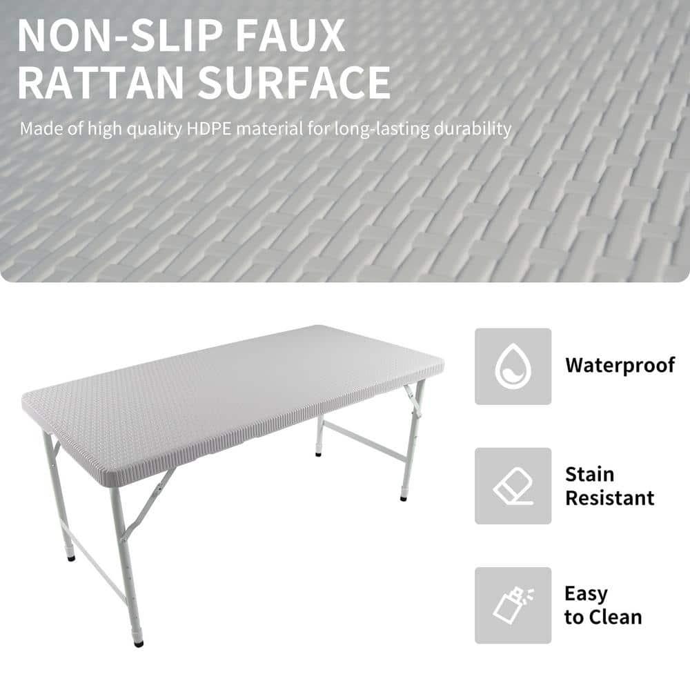 4 ft. White Composite Folding Outdoor Dining Table