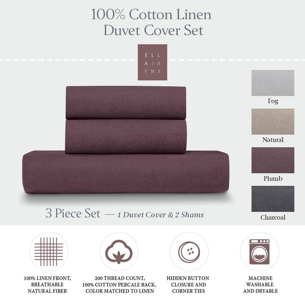 Ella Jayne Home French Linen Cotton 3-Piece Duvet Cover Set