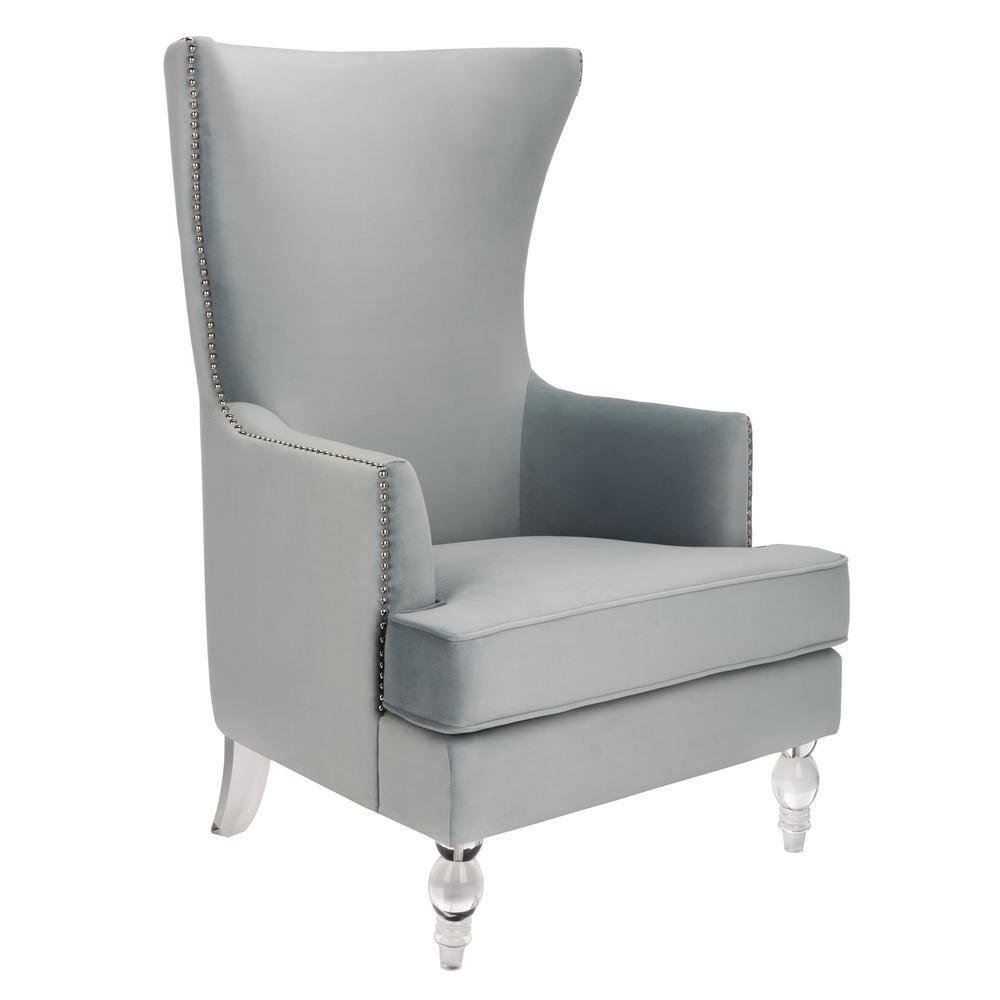 Geode Modern Wingback Chair - SFV4745 - Light Silver - Safavieh Couture