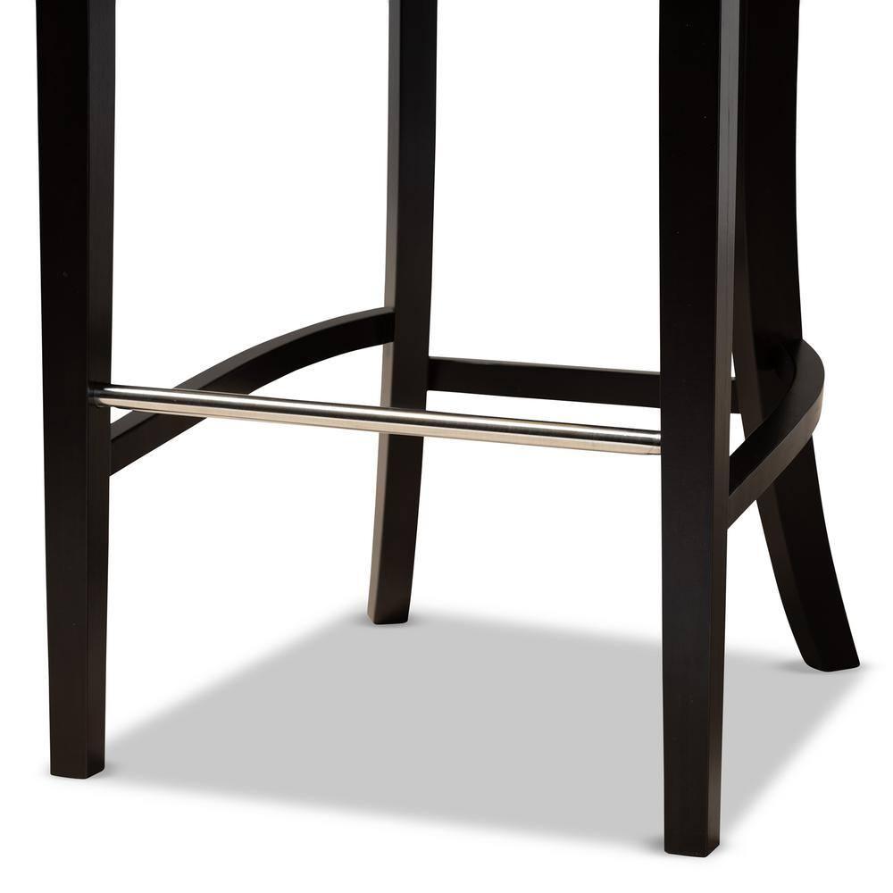 Chloe 50.4 in. Navy Blue and Dark Brown Low Back Wood Bar Height Bar Stool
