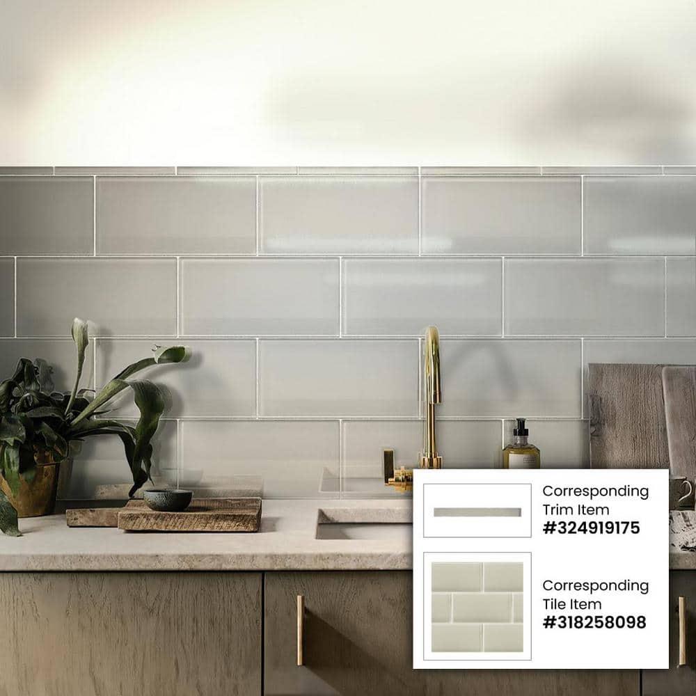 Apollo Tile   15 Pack 8-in x 16-in Abalone Gray Rectangular Subway Glossy Finished Glass Mosaic Wall Tile (13.33 sq ft/case)