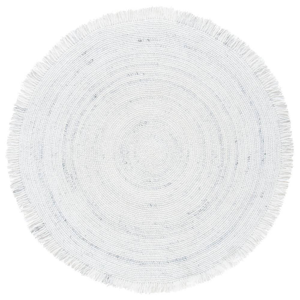 Ivory Braided Round Handmade Synthetic Area Rug, 4'