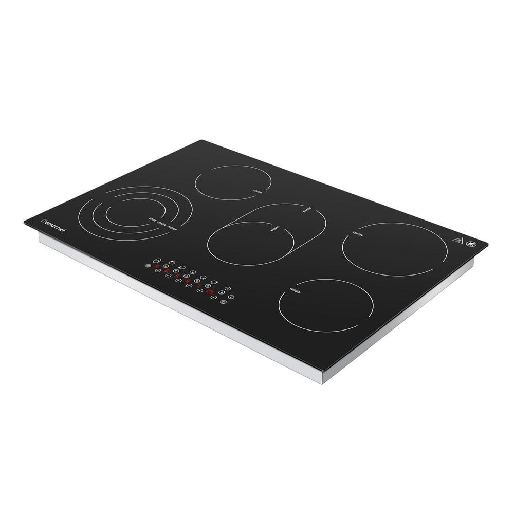 30 Inch cooktop,8500 Watt 5 Stoves,9-section heating Burner,Timer function,Waste heat alarm,Touch control,Scratch-resistant vitro ceramic glass