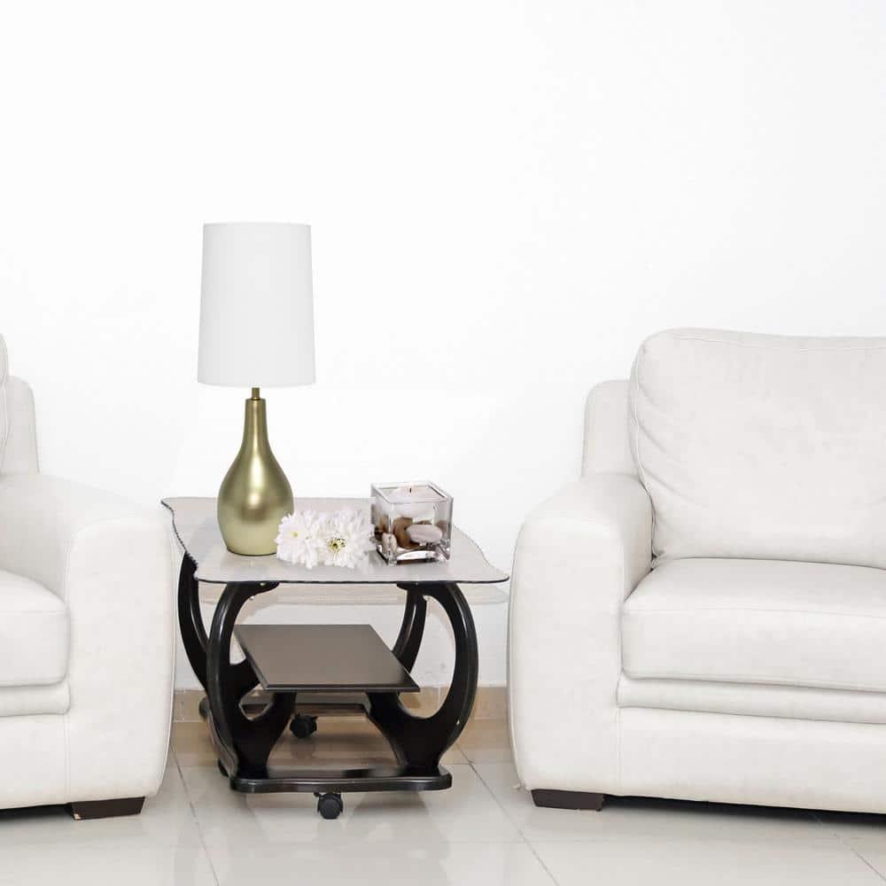 1 Light Tear Drop Table Lamp Gold - Simple Designs: Bedside, No Assembly Required, UL Listed, Cotton Shade