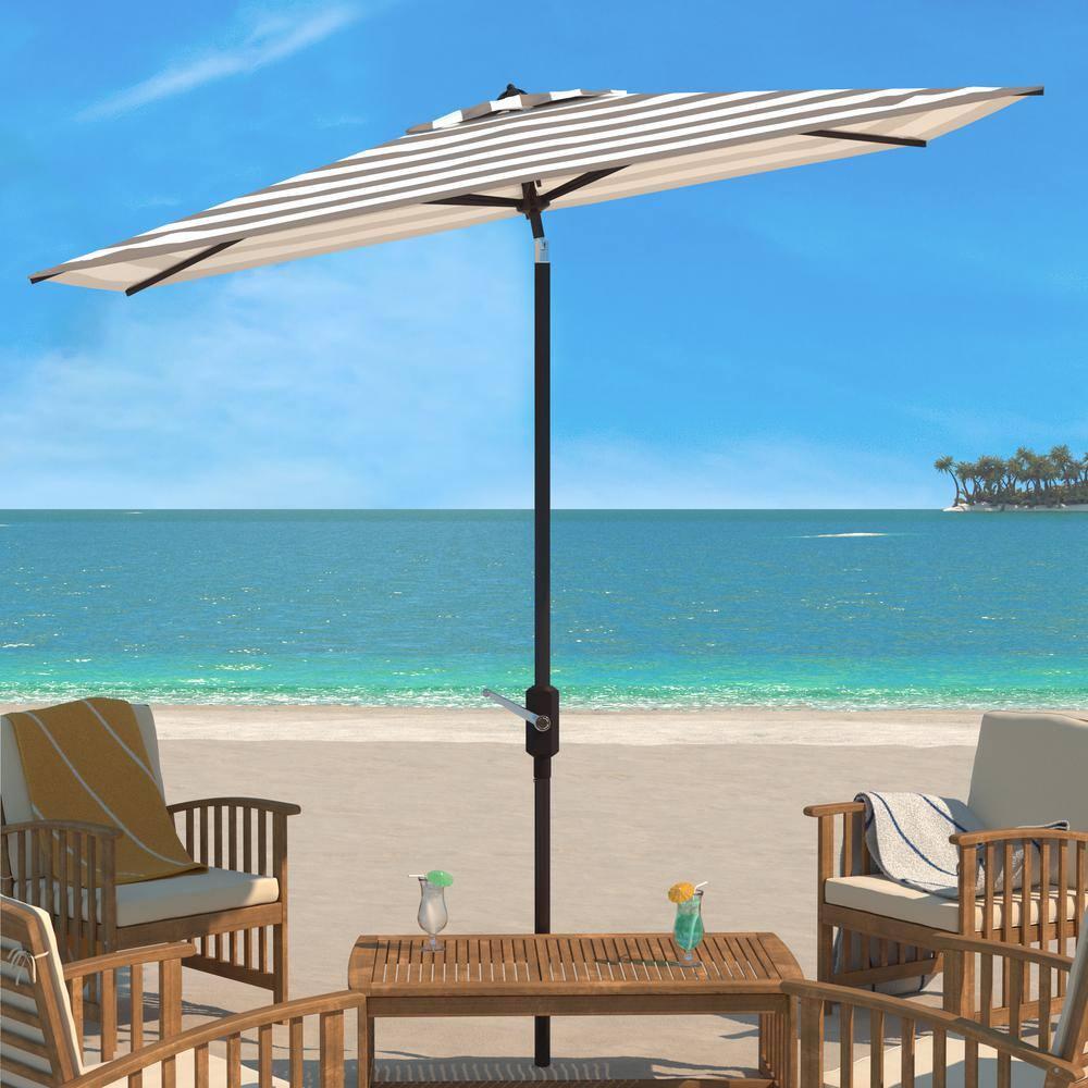 Iris Fashion Line 6.5 X 10 Ft Rectangle Umbrella - PAT8304 - Grey/White - Safavieh