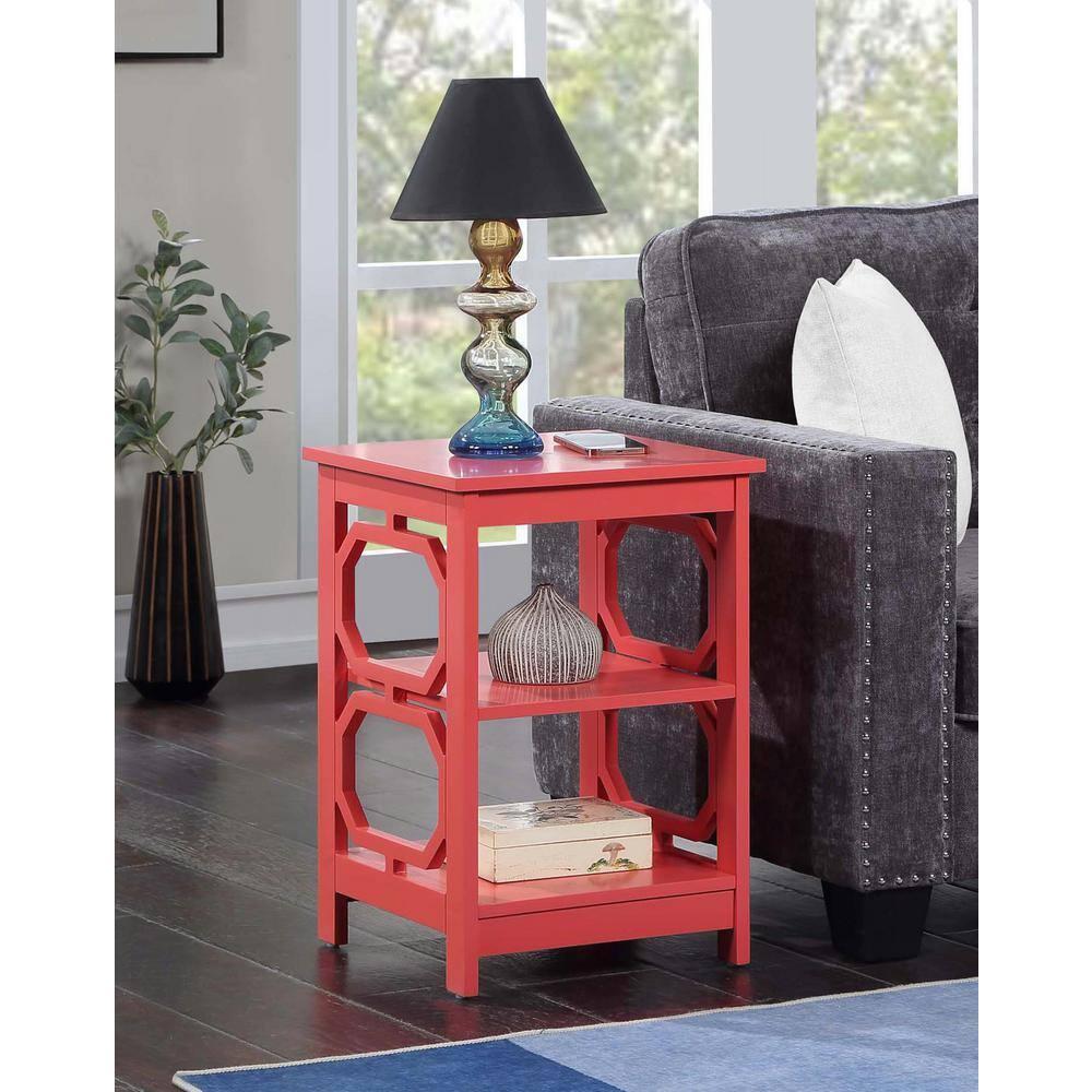 Convenience Concepts Omega End Table with Shelf, Coral