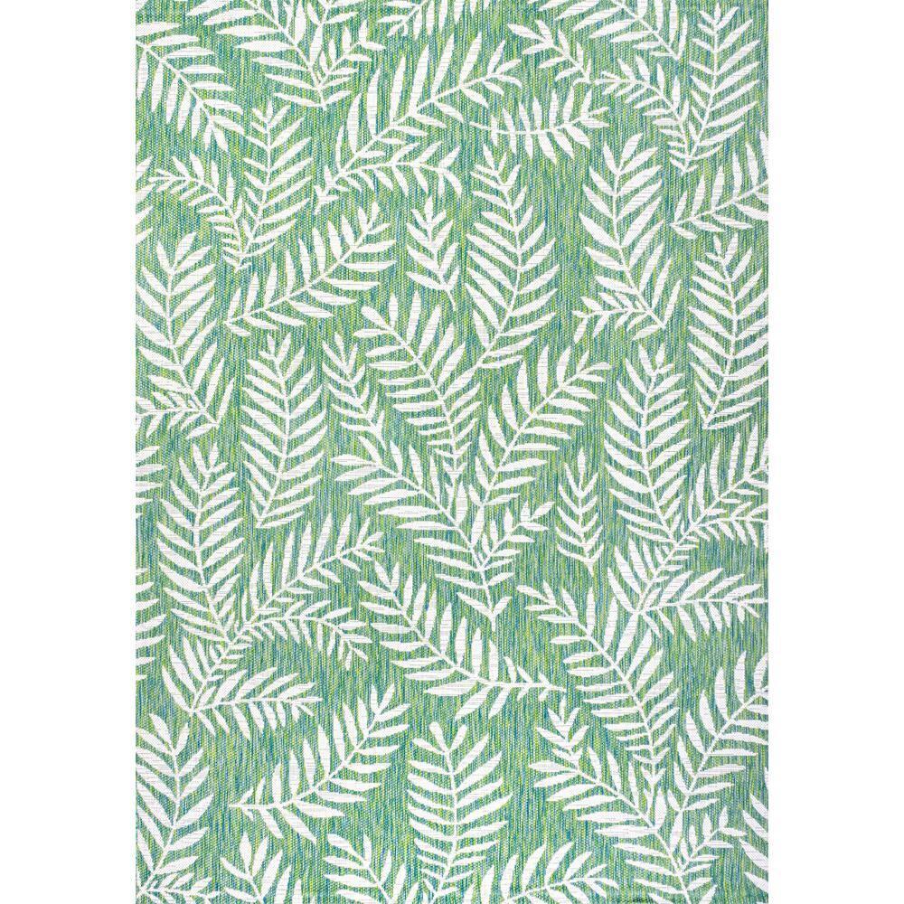 4' x 6' Nevis Palm Frond Indoor/Outdoor Area Rug, Cream/Green - JONATHAN Y