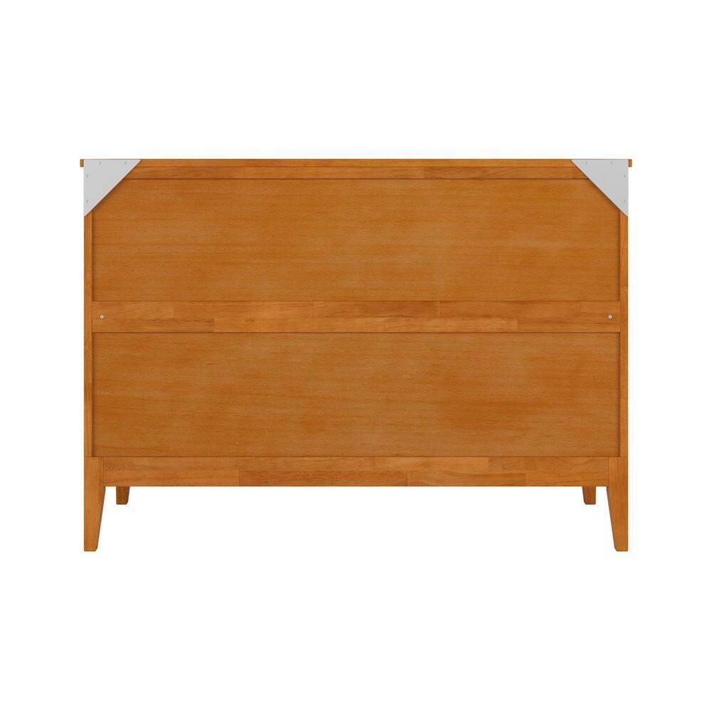 AFI Santa Fe Full Wood Murphy Bed Chest with Mattress and Built-in Charger, Light Toffee