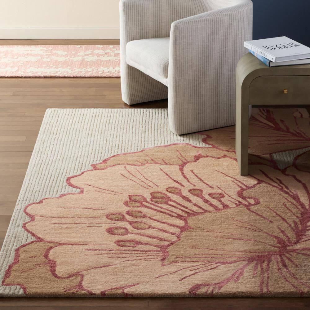 NICOLE MILLER NEW YORK Flora Grandeur Bloom Handcrafted Wool Area Rug Rose