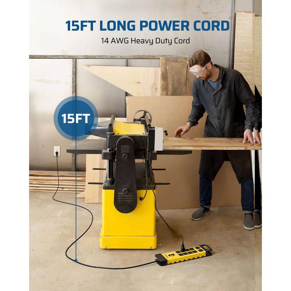 DEWENWILS 10 Outlets Heavy Duty Metal Surge Protector Power Strip with 15ft Long Cord, Flat Plug, 1440Joules