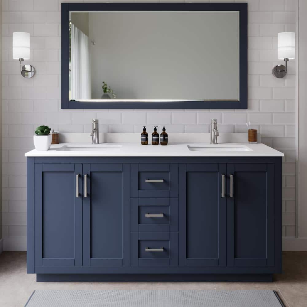 Wyndham Collection Miranda 66" Freestanding Double Bathroom Vanity with Cultured Marble Top
