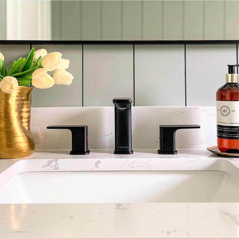 Lulani Corsica 2-Handle 8" Widespread Bathroom Faucet with Drain Assembly - Matte Black