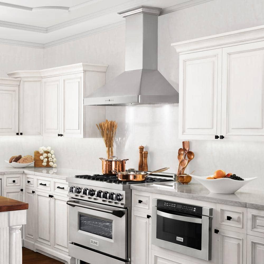 30 in. ZLINE CrownSoundDucted Vent Wall Mount Range Hood in Stainless Steel W/ Bluetooth Speakers (KF2CRN-BT-30)