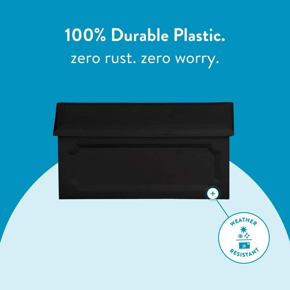Gibraltar Mailboxes Windsor Medium Capacity Rust-Proof Plastic Black, Wall-Mount Mailbox, WMH00B04