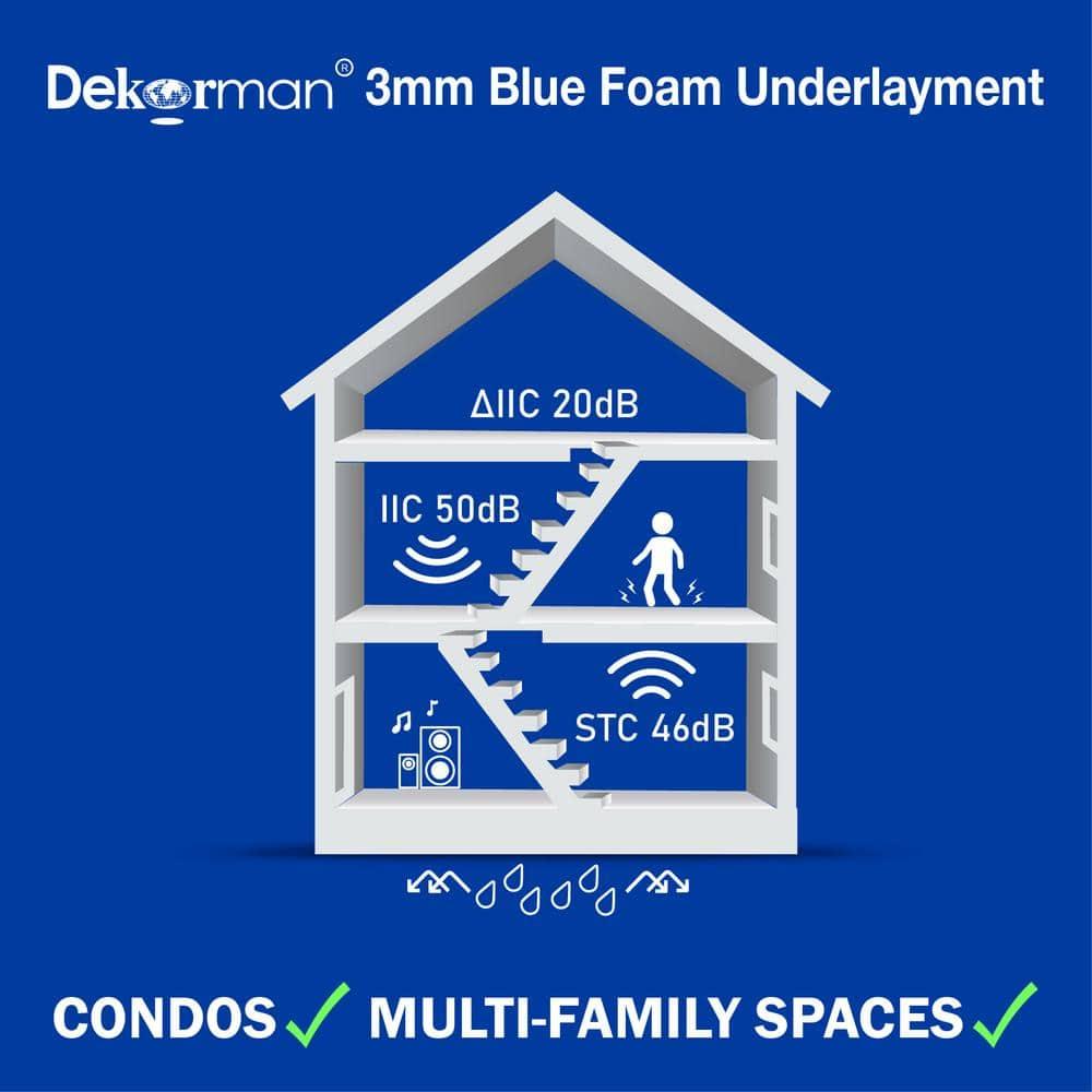 Dekorman Dekorman 3mm Sound and Moisture Barrier Blue Foam Underlayment for Laminate and Wood Flooring (200 sq.ft./roll)