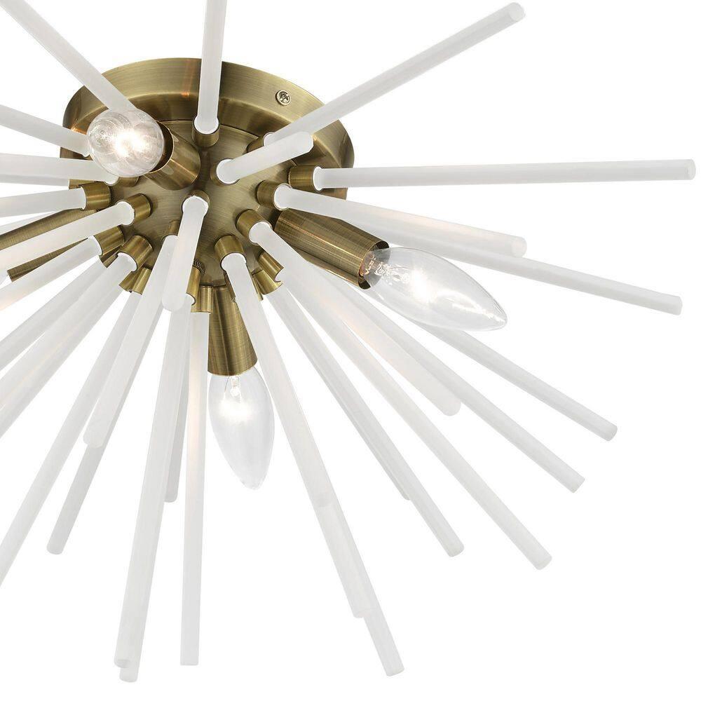 Livex Lighting Uptown 4 - Light Flush Mount in  Antique Brass