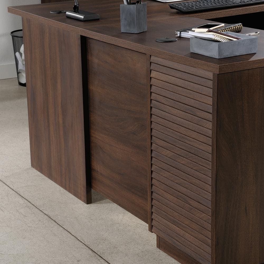 Sauder Palo Alto 60" Engineered Wood L-Shaped Computer Desk in Spiced Mahogany