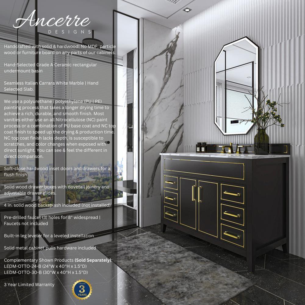 Aspen 48'' Single Bathroom Vanity with Carrara Marble Top