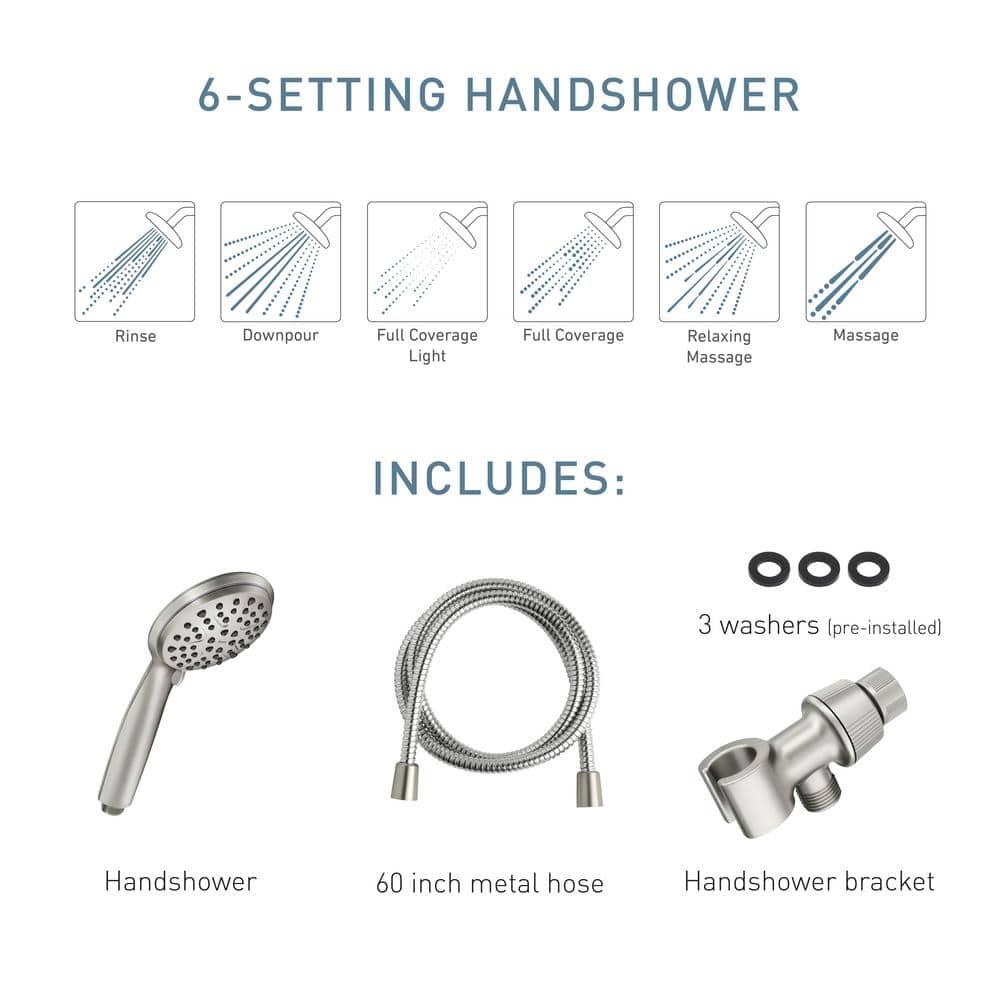 Moen 6-Mode Attune Hand Held Shower Head in Spot Resist Brushed Nickel 218H0SRN