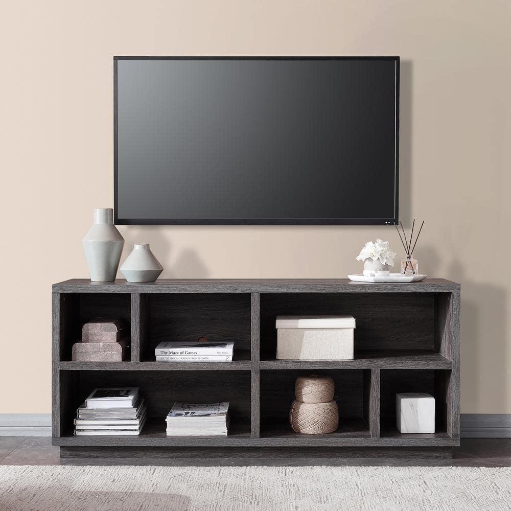 Evelyn&Zoe Bowman Rectangular TV Stand for TV's up to 65", Burnished Oak