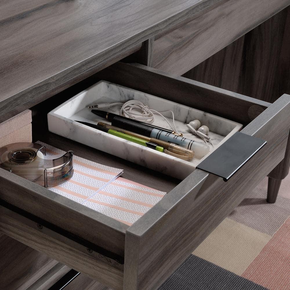 Jet Acacia Executive Desk with Drawer and Keyboard Tray