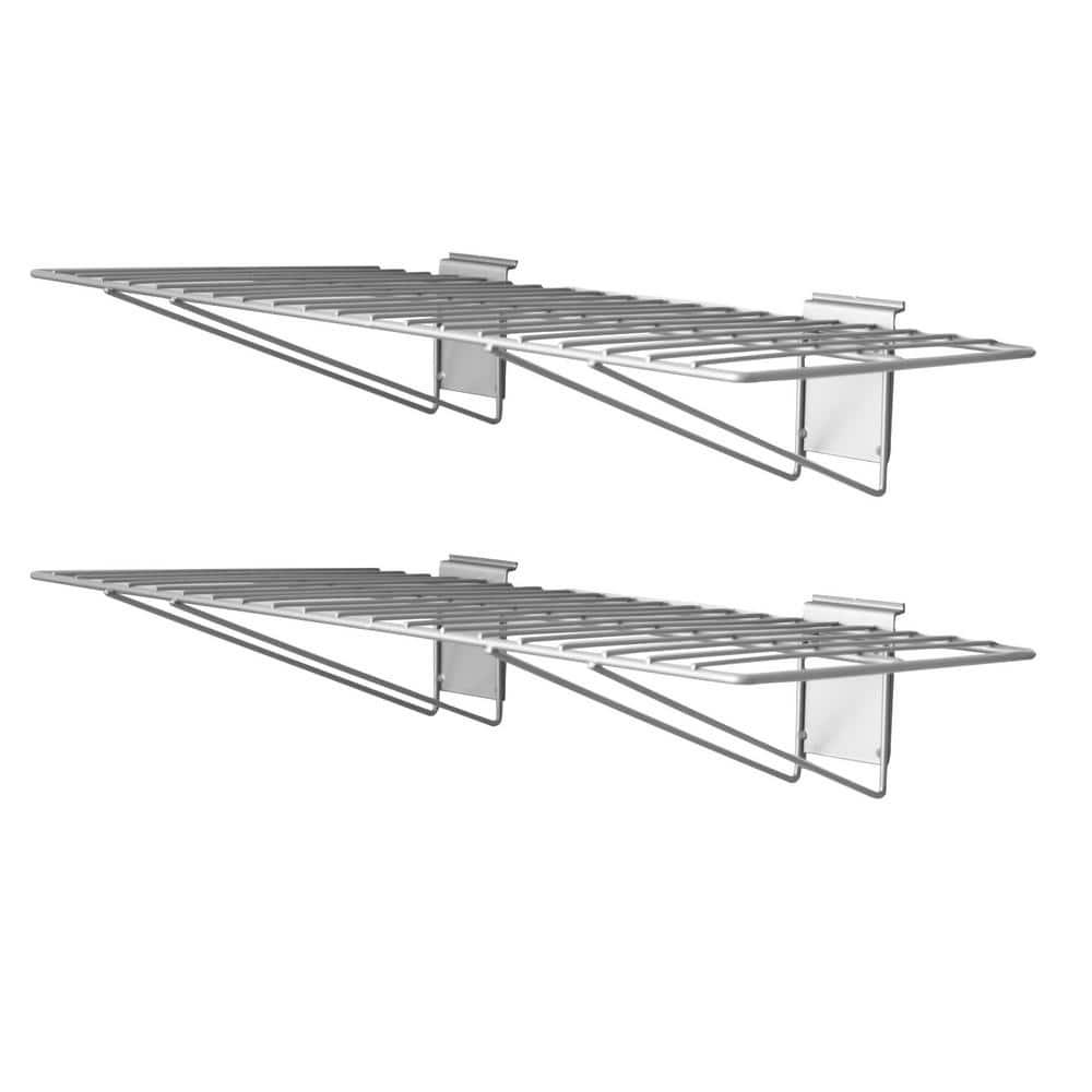 CrownWall Slat Wall Shelves 24-Inch by 12-Inch Steel Wire Bracket Shelf for Storage and Organization, Slatwall Accessories Panels (2-Pack)