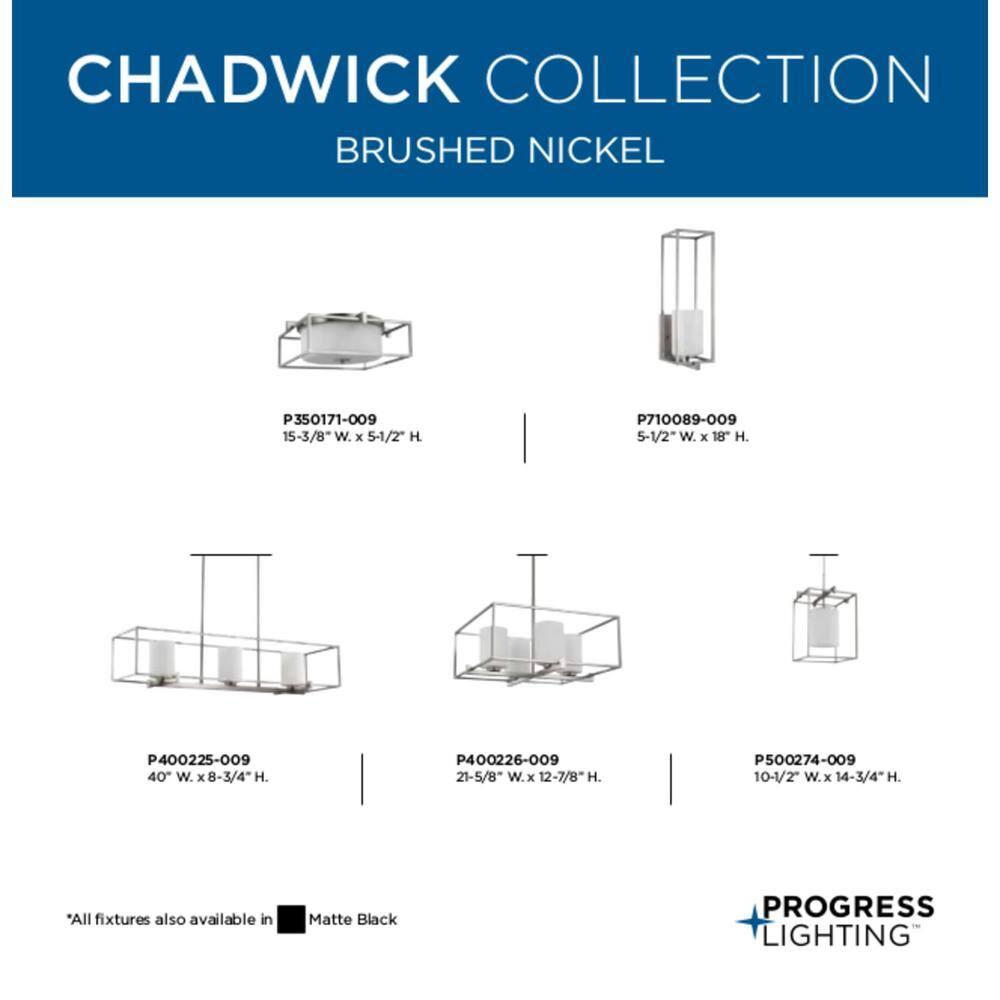 Progress Lighting Chadwick 1-Light Mini-Pendant, Brushed Nickel, Opal Glass Shade