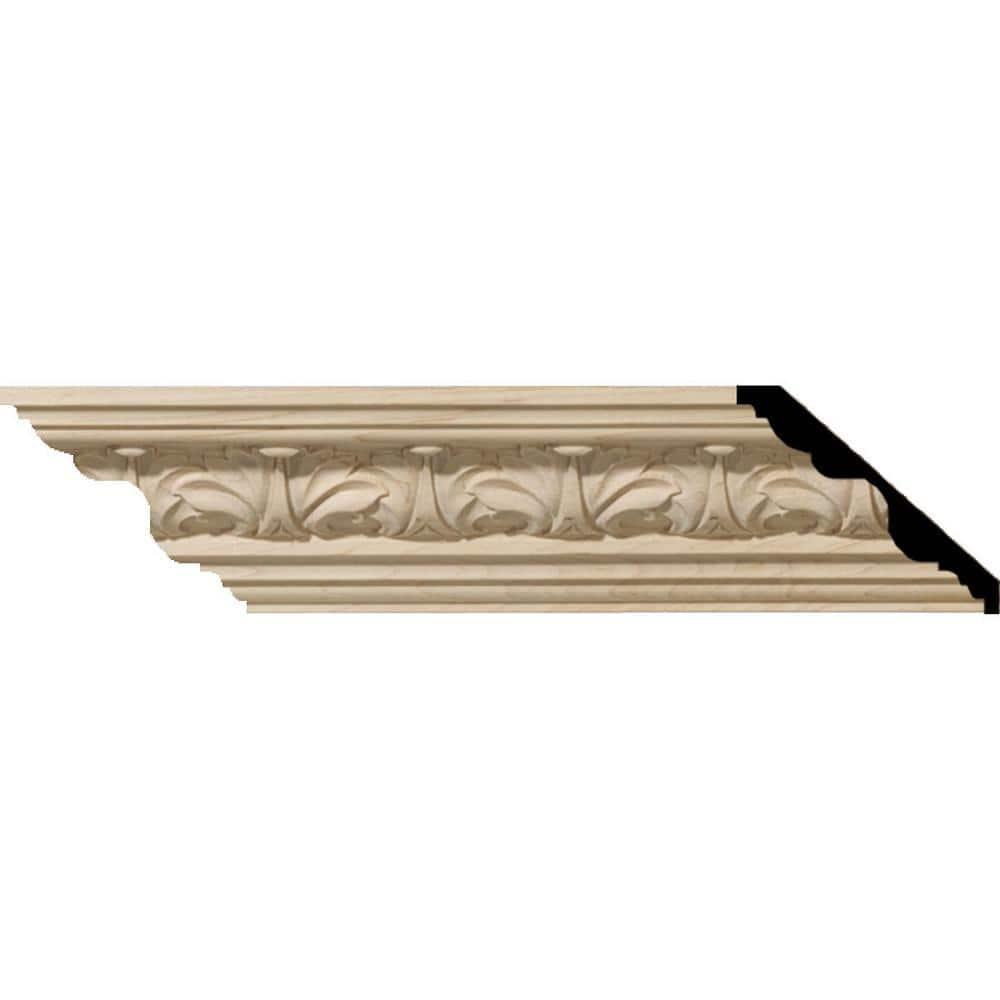 Ekena Millwork Acanthus Leaf Carved Wood Crown Moulding, Maple