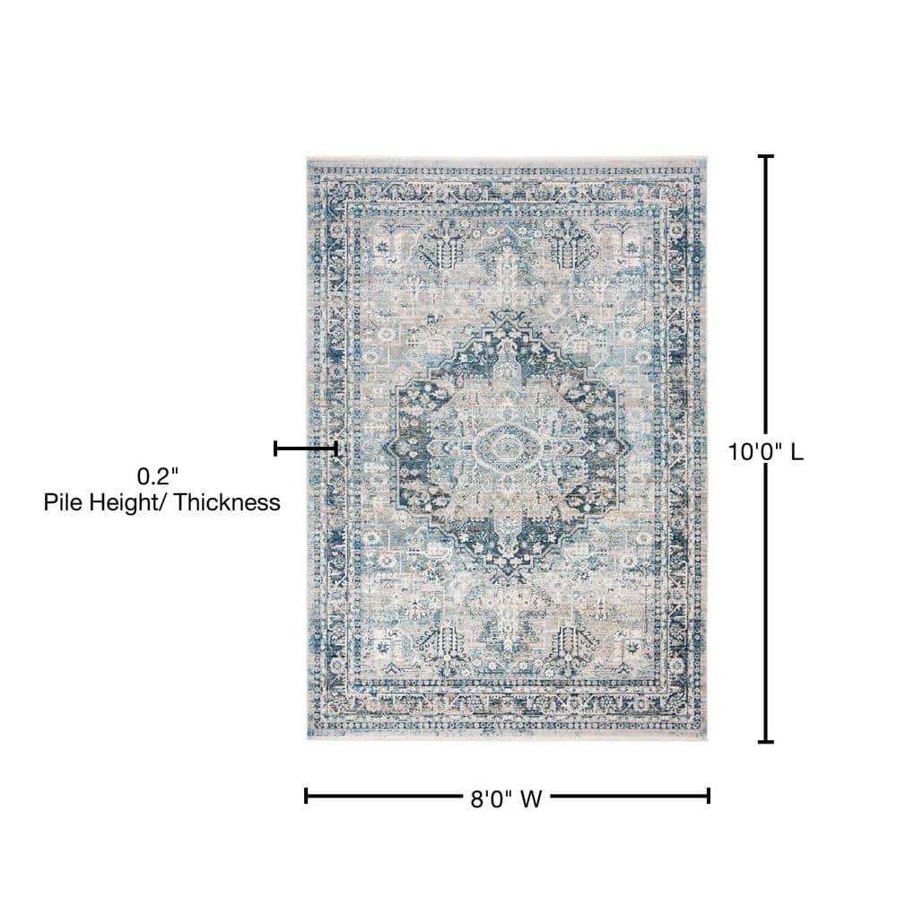 Victoria VIC933 Power Loomed Area Rug - Blue/Grey - 8'x10' - Safavieh.