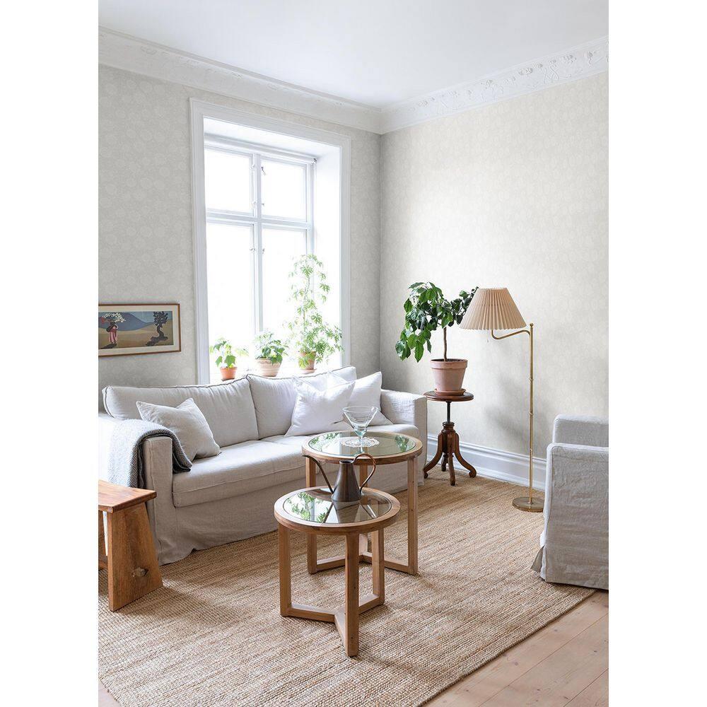 Cream Floral Non-Woven Removable Wallpaper Roll