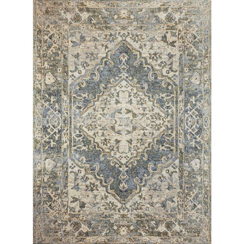 JONATHAN Y Pavel Distressed Medallion Low-Pile Machine-Washable Blue/Cream 3 ft. x 5 ft. Area Rug
