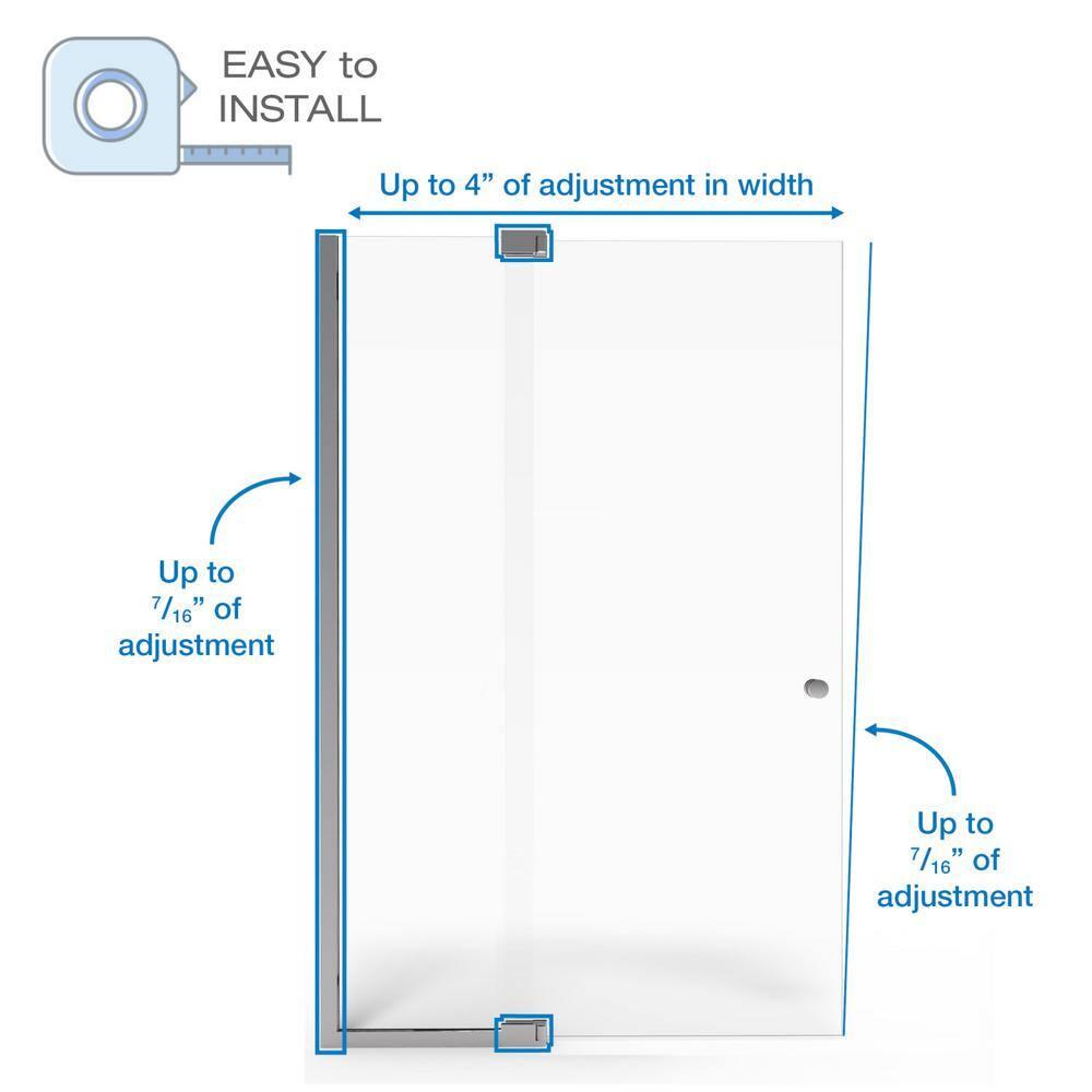 Cantour 36 in. x 76 in. Semi-Frameless Pivot Shower Door in Oil Rubbed Bronze with Handle