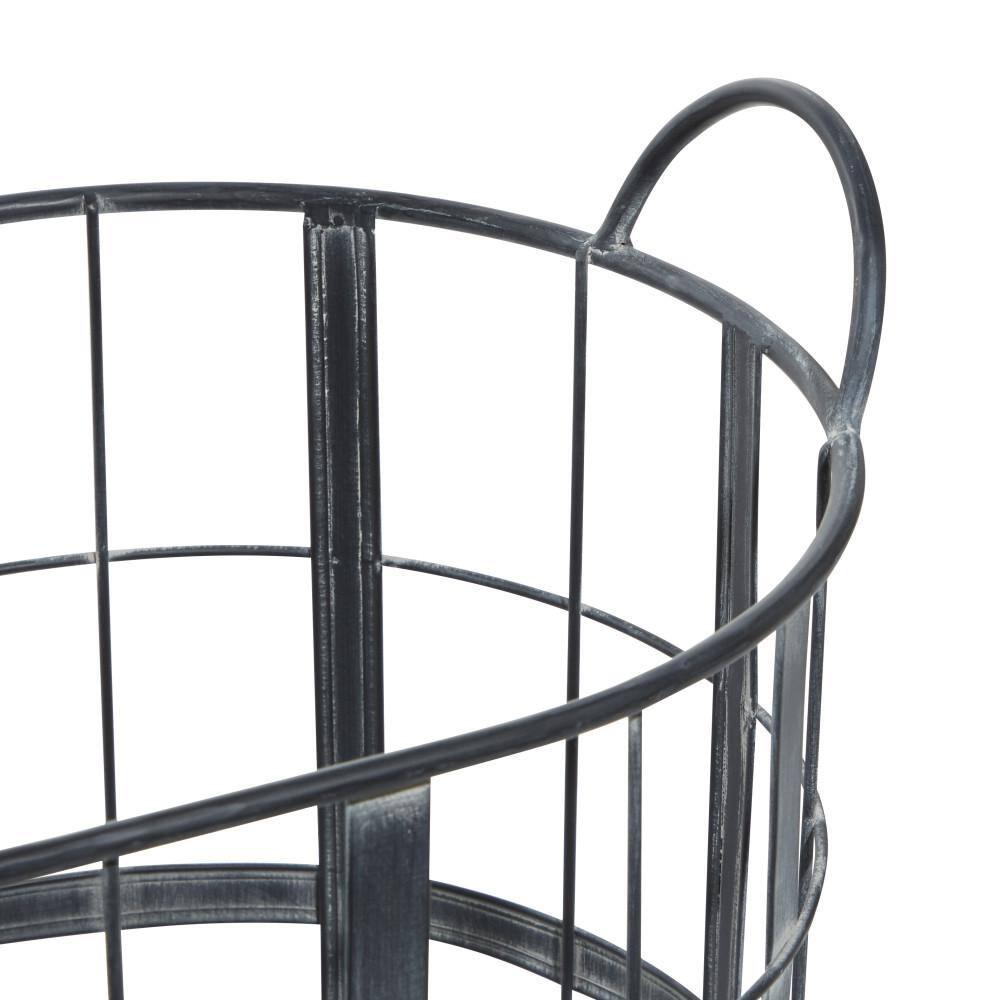 DecMode 25", 22"H Black Metal Wire Grid Storage Basket with Wheels and Handles, 2-Pieces
