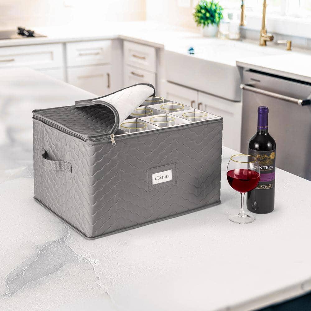 Sorbus 12-Glass Quilted Stemware Storage Case with Dividers