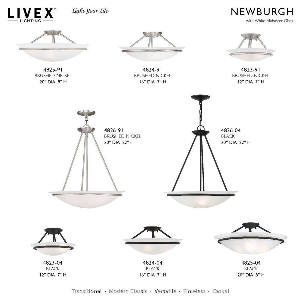 Livex Lighting Newburgh 3 - Light Semi-Flush Mount in  Brushed Nickel