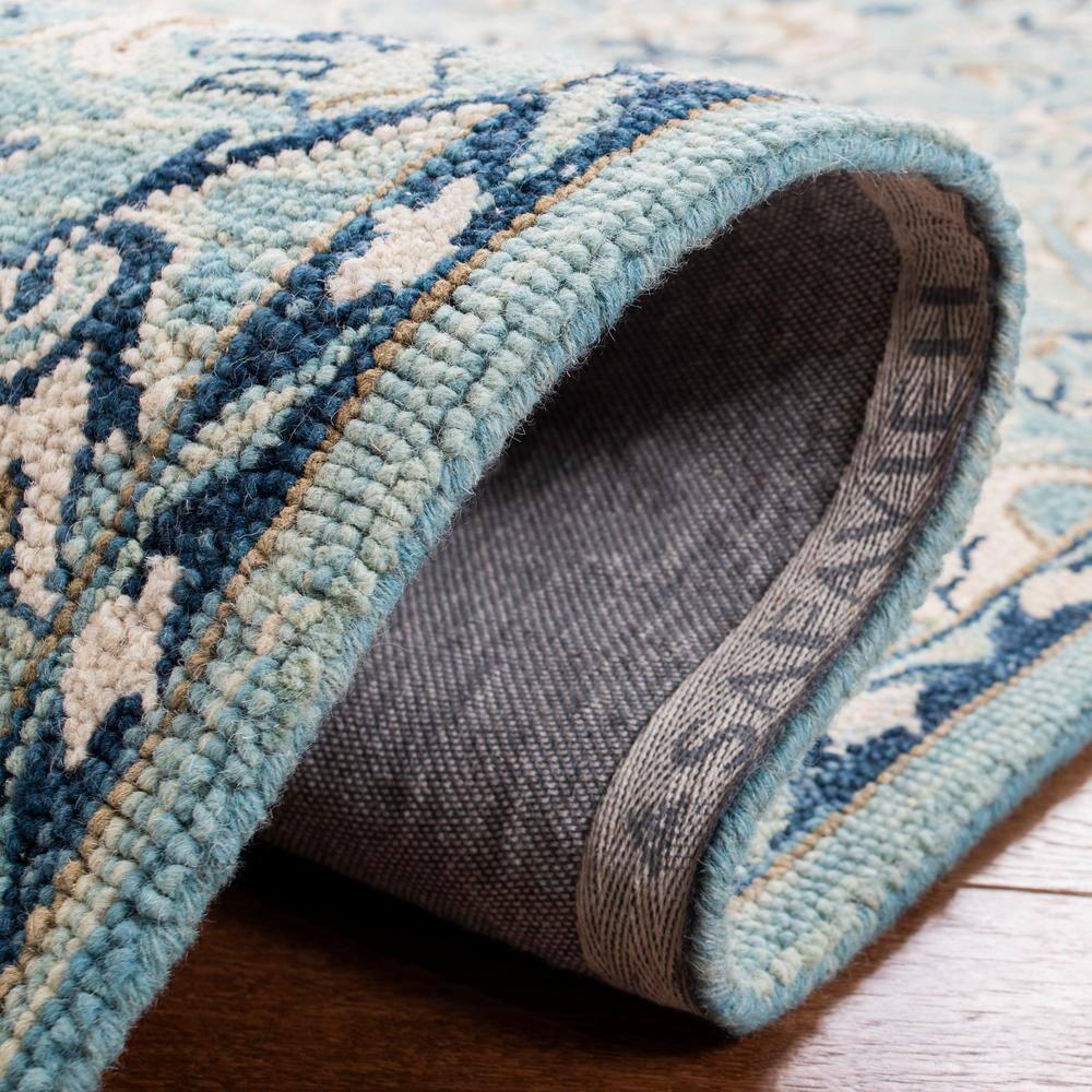 SAFAVIEH Blossom Frona Floral Wool Fringed Area Rug, Blue/Ivory, 9' x 12'