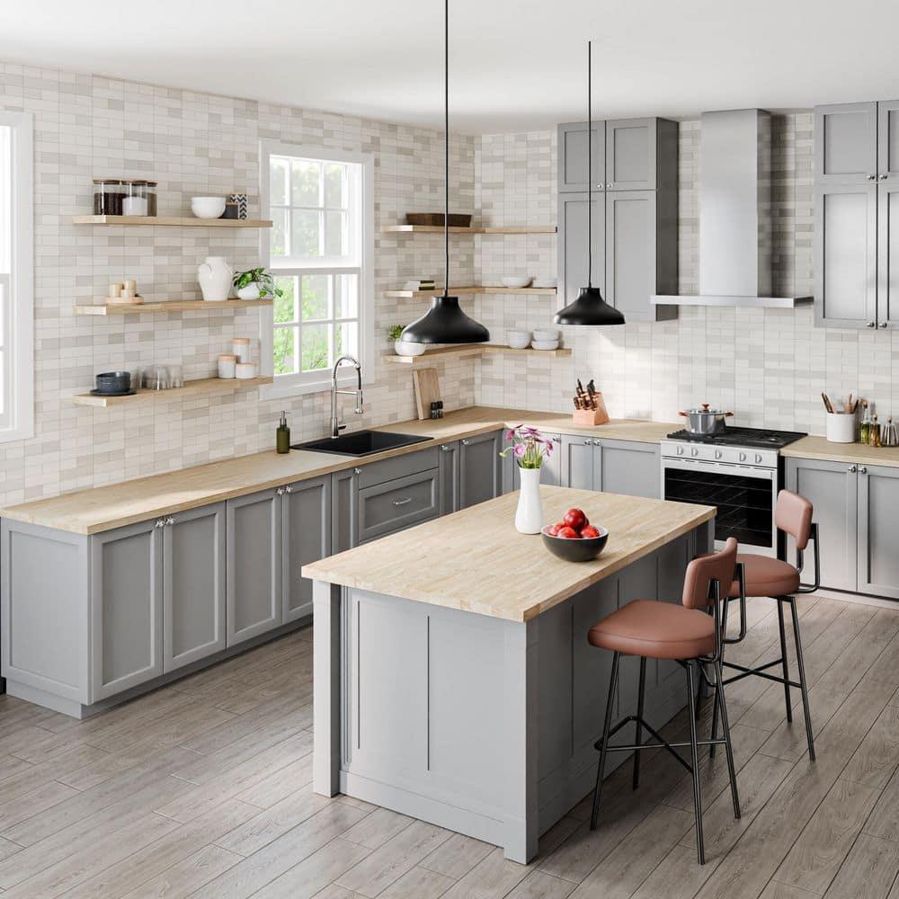 4 ft. L x 25 in. D Unfinished Hevea Solid Wood Butcher Block Countertop With Square Edge