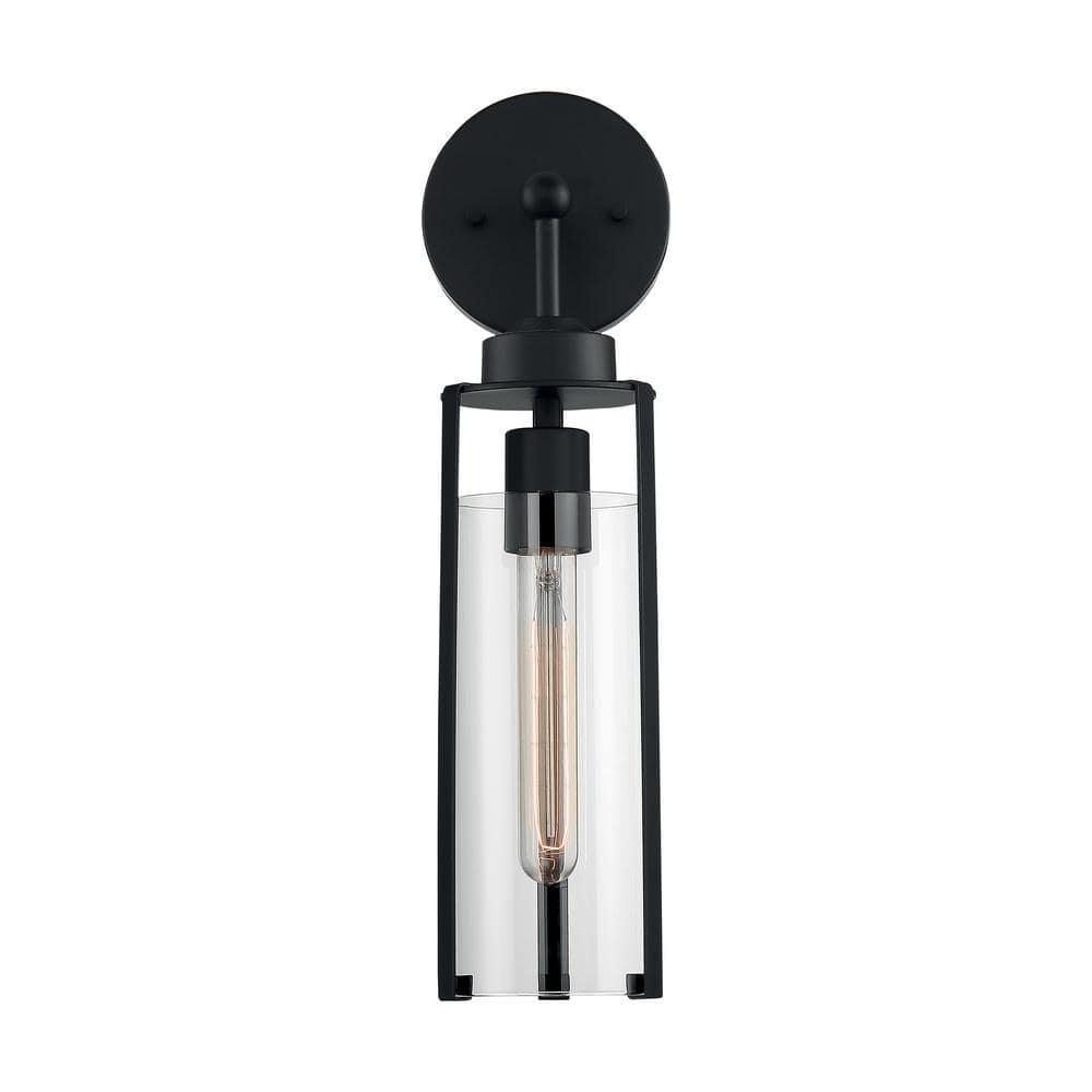 WIixle 60/7161 Marina - 1 Light Wall Sconce, Matte Black Finish with Clear Glass