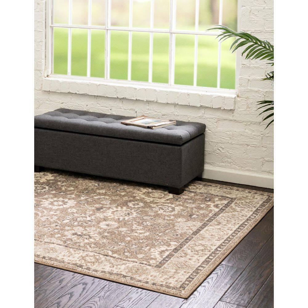 Unique Loom Penrose Collection Area Rug - Krystle (8' x 10' Rectangle Beige Brown/Ivory)