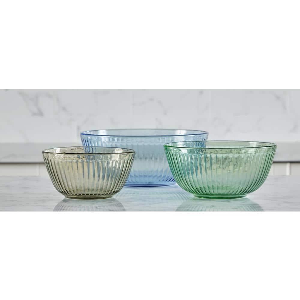 Pyrex® Sculpted Tinted 6pc Lidded Mixing Bowl Set: Glass Bowls with Lids, Dishwasher-Safe, Multicolored