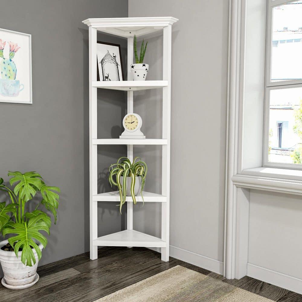 NewRidge 4-Tier Corner Wooden Bookcase White