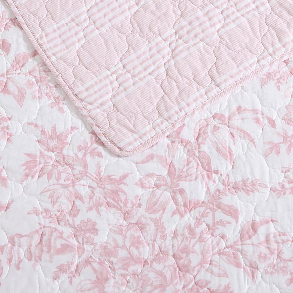 Laura Ashley Bedford Pink Cotton Reversible Quilt Set