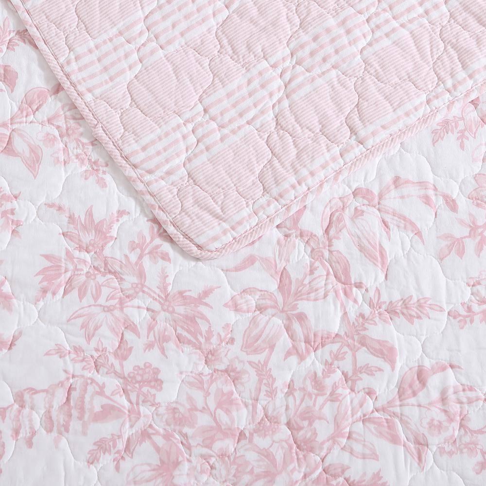Laura Ashley Bedford Pink Cotton Reversible Quilt Set