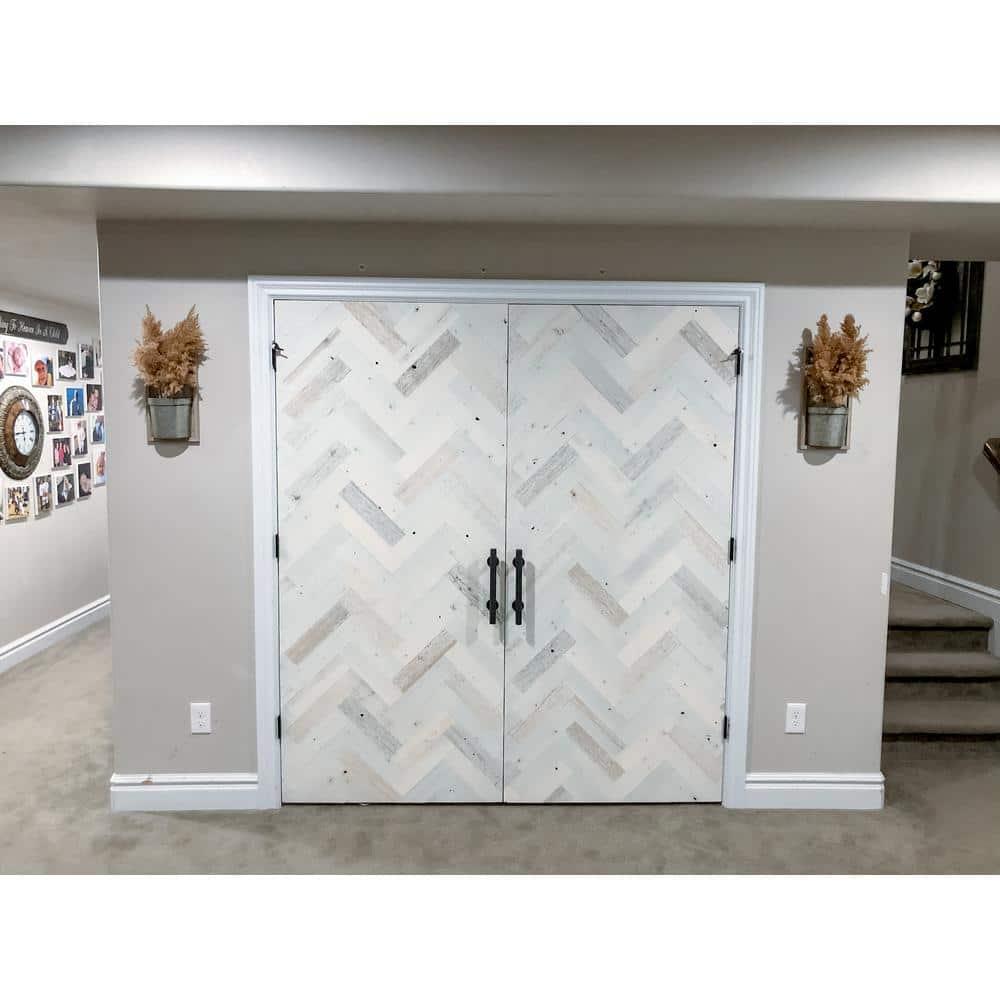 Timberchic River Reclaimed Wooden Wall planks - Simple Peel & Stick Wall Covering Application for DIY Accent Wall & Home Improvement - Premium Wall Paneling - Herringbone Pattern