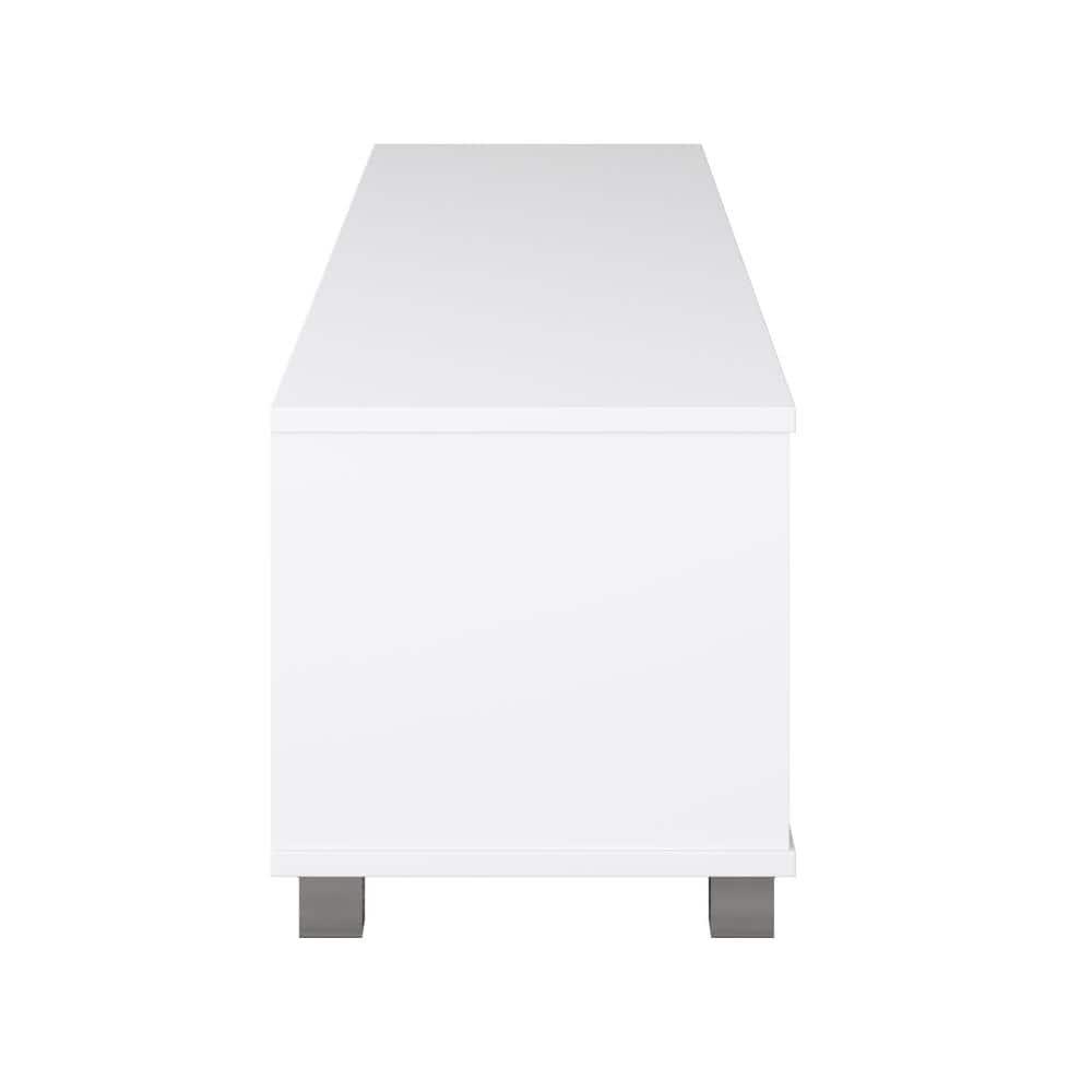 Hollywood TV Stand for TVs up to 85" White - CorLiving: Modern Laminate Console with Open Shelves