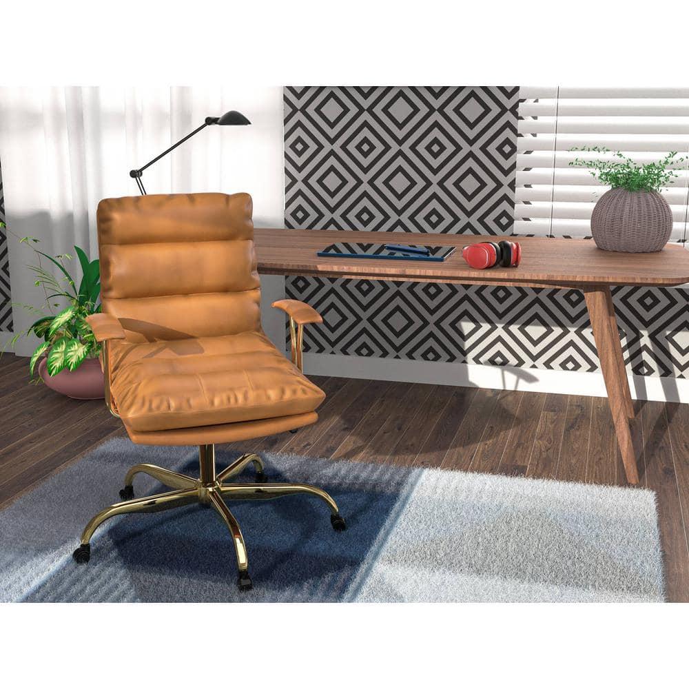 LeisureMod Regina Modern Padded Leather Adjustable Executive Office Chair with Tilt & 360-Degree Swivel – Brown – Ergonomic High-Back Desk Chair for Home and Office Comfort