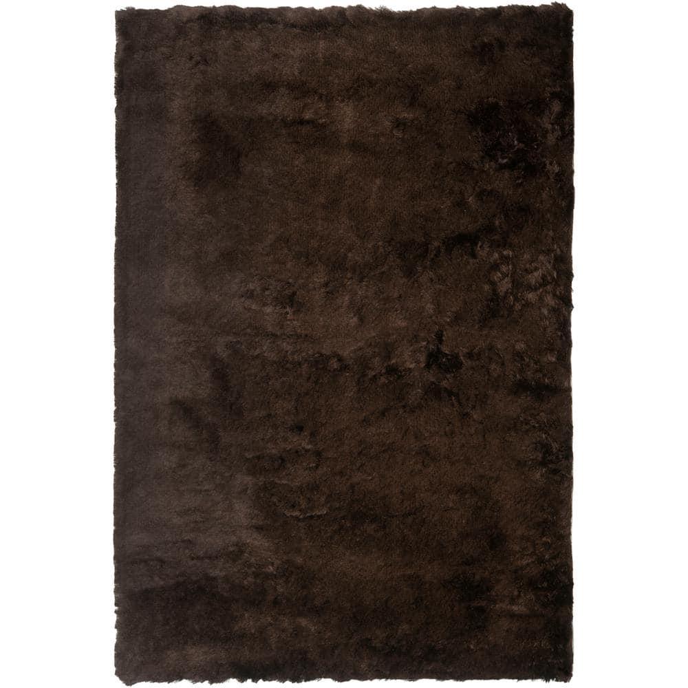 SAFAVIEH Paris Darwin Plush Polyester Shag Area Rug, Chocolate, 5' x 8'